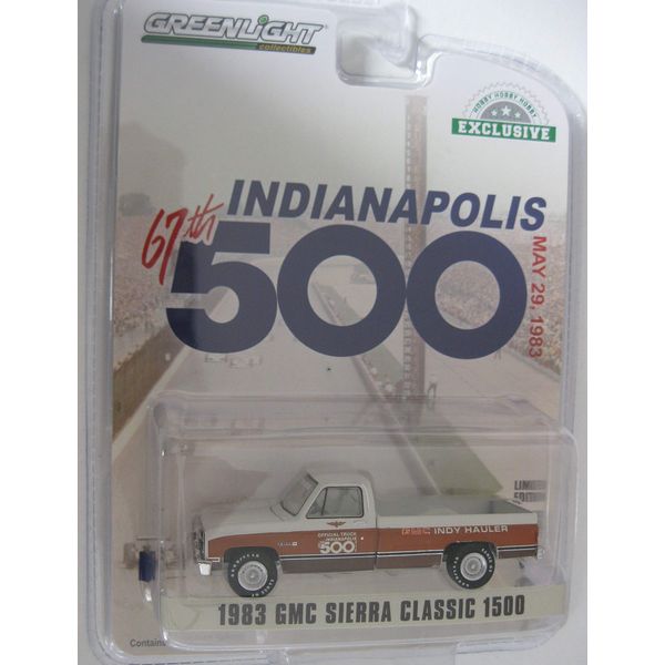 1983 GMC Sierra Classic 1500 Pickup Truck 67th Annual Indianapolis 500 Mile Race Official Truck (May 29, 1983) 1/64 Diecast Car by Greenlight 30028