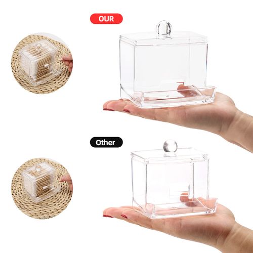 Tbestmax 2 Pack 10oz Qtip Dispenser Big Clear Qtip Holder, Bathroom Container Organizer Accessories Decor for Storage-Qtips Cotton Ball