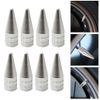 8 Pack Silver Long Spiked Valve Stem Caps Metal Thread Kit/Set for Rim/Wheel/Tires