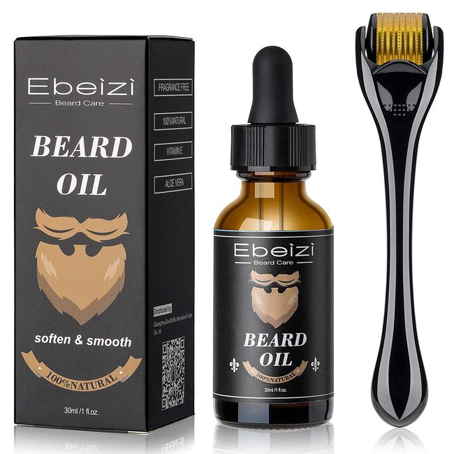 Ebeizi Beard Growth Kit, Beard Growth Oil Activator Serum, Beard Roller for Men, Derma Roller for Men, Beard Grooming Tools for Beard Rapid Growth and Thickening