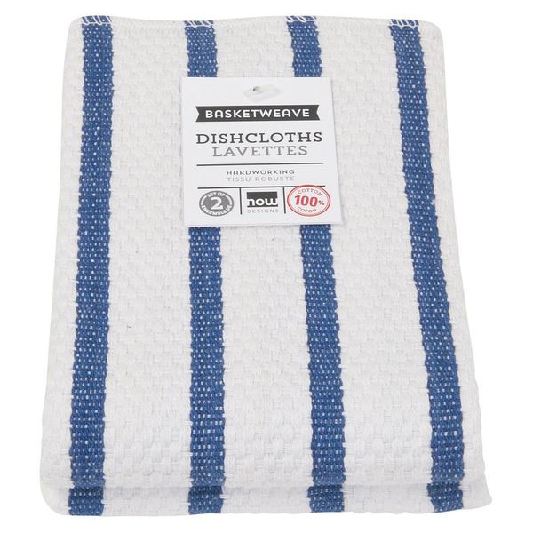 Now Designs Basketweave Kitchen Dishcloth, Set of Two, Royal Blue