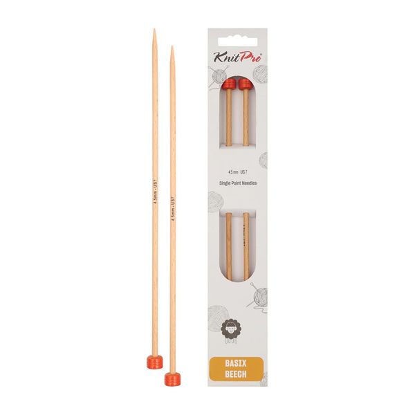 KnitPro 35 cm x 4.5 mm Basix Single Pointed Needles, Birch
