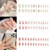 NIUANIUA Short Trapezoid, False Nails, Cute, Round Tips, Fashion, 3D Nails, Popular, Pearl White, 12 Sizes, Pack of 72 Pieces, Pearl White