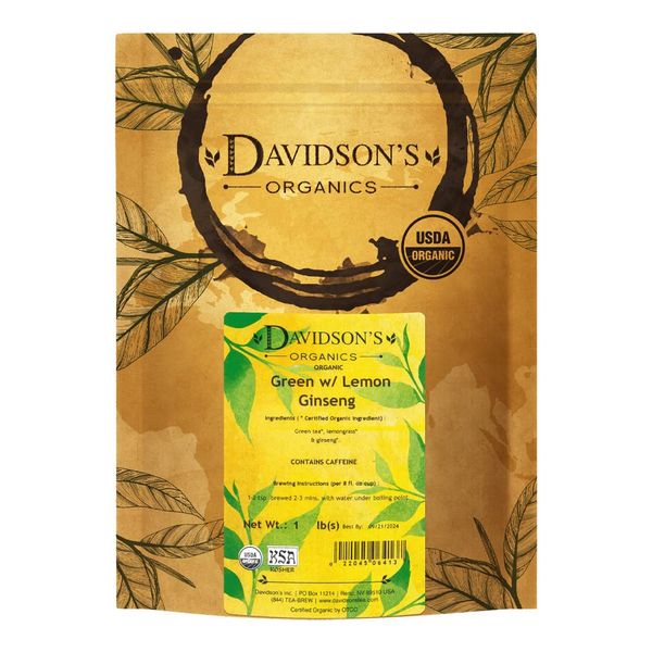 Davidson's Organics, Green with Lemon Ginseng Loose Leaf Tea, 16-Ounce Bag