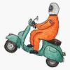 Magnet Astronaut Scooter Magnetic Bumper Sticker 5"