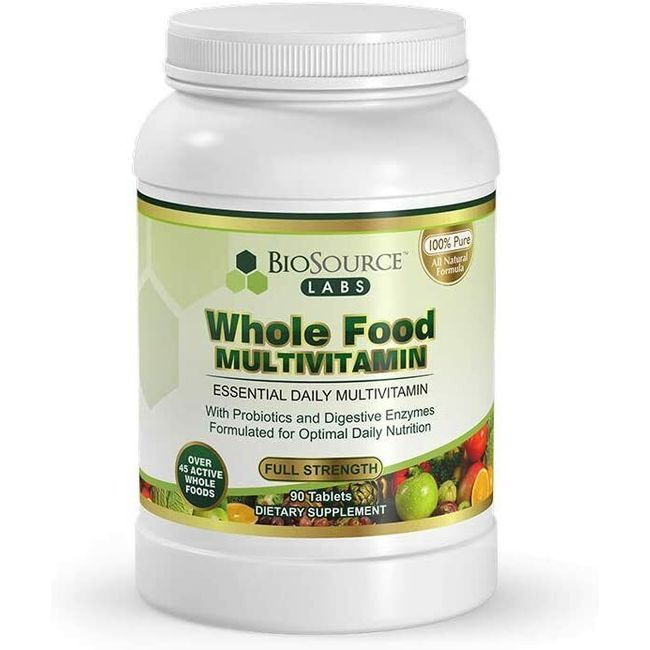 Whole Food Multivitamin with Probiotics, Digestive Enzymes & B-Complex - 90 Tabs