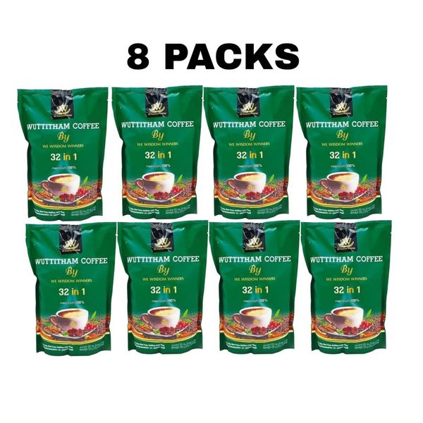 8x Wuttitham  Instant Coffee 32 in 1 Herbs Mixed Manage Weight Healthy Control