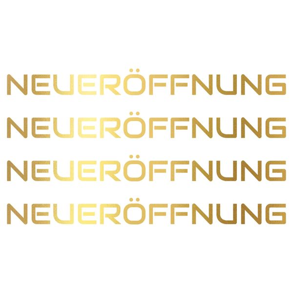 Finest Folia 4X Neueröffnung Schriftzug Set Aufkleber für Schaufenster Laden Geschäft Fenster Sticker Werbung selbstklebend wetterfest KX046 (Gold Metallic, Motiv 03)