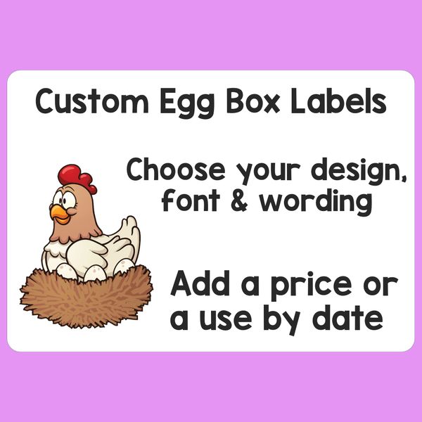 Personalised Egg Box Labels Custom Egg Boxes Printed Sticky Labels Chicken Hen (10 Sheets (180 Labels))