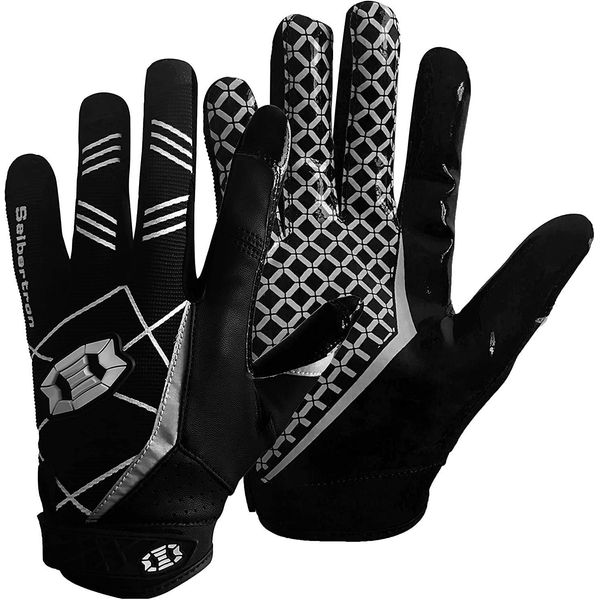 Seibertron Pro 3.0 Elite Ultra-Stick Sports Receiver/Empfänger Handschuhe American Football Gloves Jugend und Erwachsener Black L