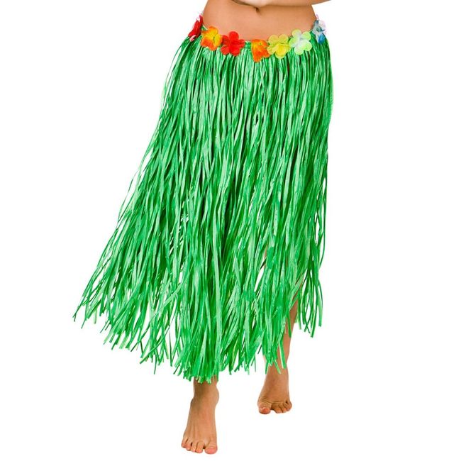 Adult Green Hawaiian Hula Skirt - Long (80cm) - Plus Size