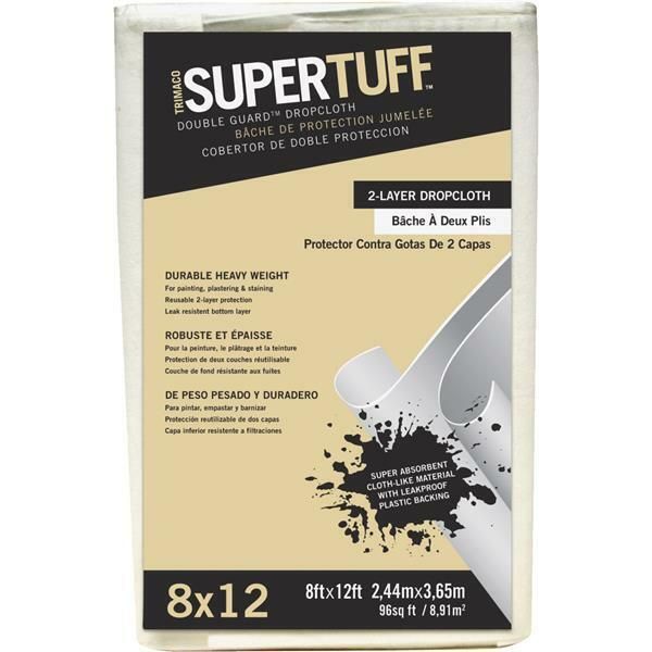 (3)-Trimaco SuperTuff 8 Ft. x 12 Ft. Double Guard Drop Cloth  Model: 02601