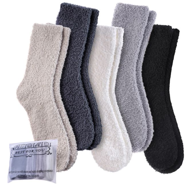 Dosoni Womens Fuzzy Socks Super Soft Fluffy Socks Cozy Warm Home Sleeping Winter Socks (5 Pack Soild Color A1)