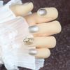 Girly Nail Cute Silver Glitter 24pcs Nail Tips for Wedding, Party, Holiday, Dating, Prom, Daily Life