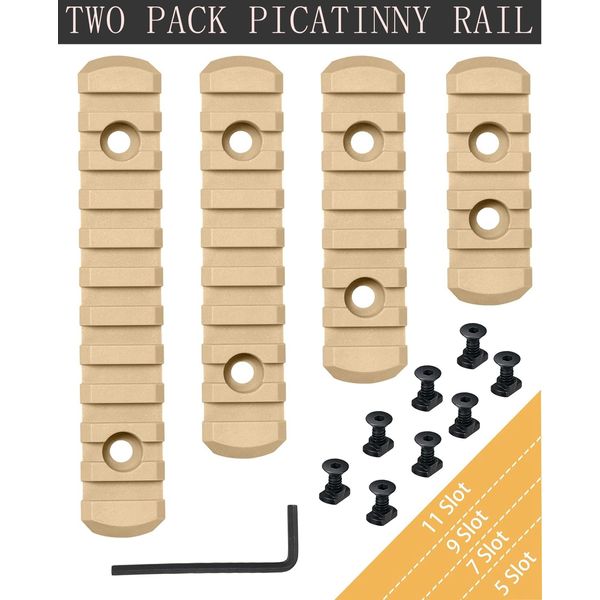 8 Pack Picatinny Rail Polymer Picatinny Rail Single Picatinny Rail, 5 5 7 7 9 9 11 11 Slots Tan