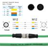 HangTon M12 Cable Extension, 4 Pin D Code to 4 Pin D-Coded CAT5e for Network Profinet Ethernet Camera Sensor Industrial Automation Vision Image Shielded Flexible 15M
