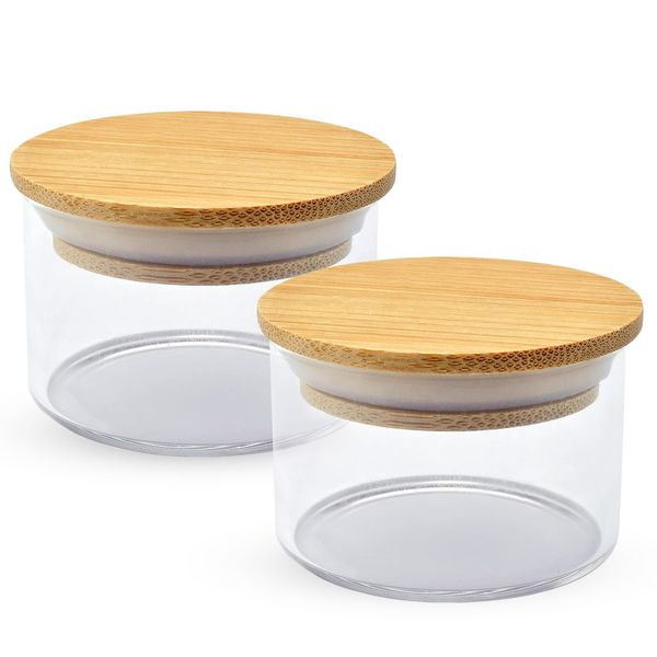 Acrylic Liquid Powder Glass Dappen Dish Glass Cup w Lock Bamboo Cap Lid Bowl for Acrylic Nail Art Kit (HJ-NAPB026-2pcs)