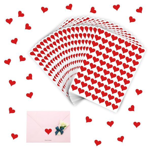 Bliceon 1080 Stück Glitzer Herz Aufkleber, Selbstklebend Herzen Sticker, für Valentinstag Ostern Hochzeit Gästebuch Geschenkbeutel DIY Handwerk Scrapbooking Umschlagsiegel Dekoration (Rot)