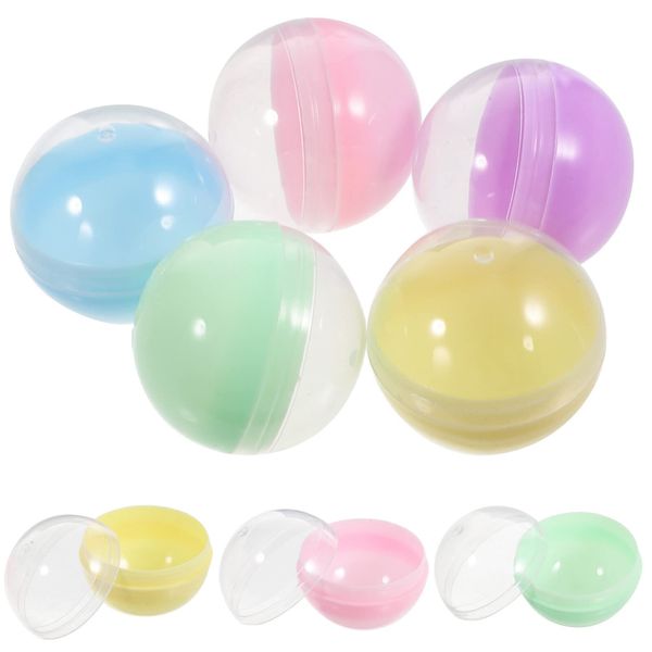 Ciieeo 50pcs Gumball Vending Machine Capsules Empty Clear Colored Round Capsules Prize Container Vending Capsule Toy Fillable Surprise Ball Box for Kids Party Favor Prize