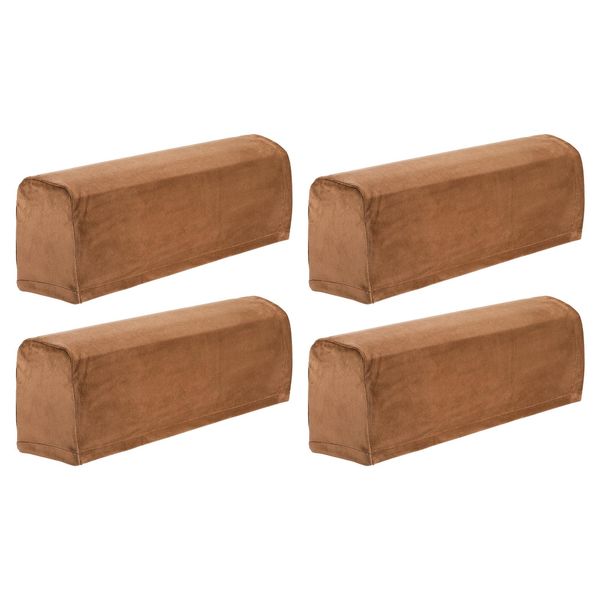 sourcing map 4 Pcs Sofa Armrest Covers Stretch Couch Armrest Cover for Chairs Sofas Couch Arm, Scratch-Resistant Sofa Arm Cover, Camel