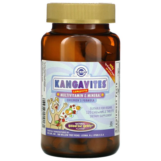 Solgar Kangavites Multivitamin and Mineral Formula Popping Berry Chewable Tablets Option Check Essential, 1 pc