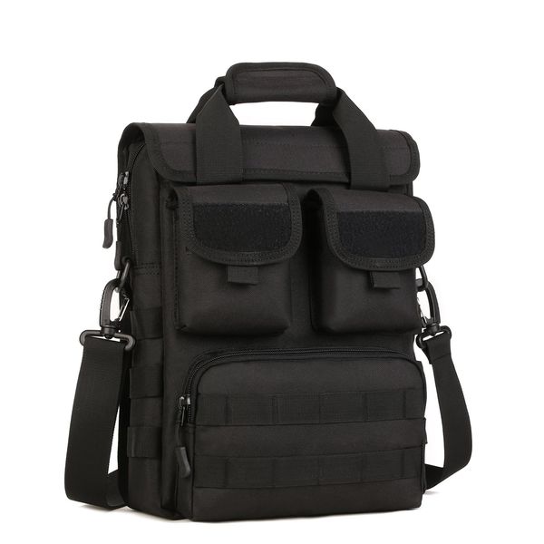 ArcEnCiel Tactical Messenger Bag Men MOLLE Sling Pack Briefcase Gear Handbags Utility Carry Satchel (Black)