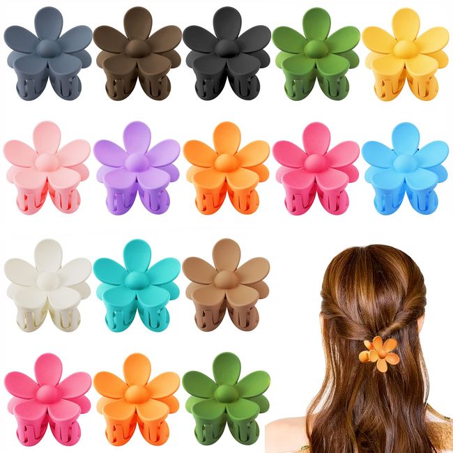 EOGRFW 16 Stück Blumen Haarspangen,Kleine Blumen Haarklammer,Haarkralle Blütenblatt,Flower Hair Clips,Rutschfest Haarspange Blume,Haarklammern Blumen für Frauen Mädchen,13 Farben