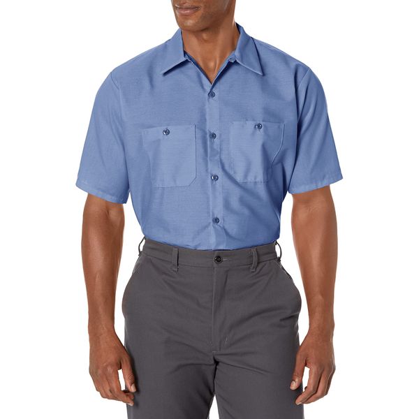 Red Kap Men's Industrial Work Shirt, Regular Fit, Short Sleeve, Petrol Blue, 4X-Large Tall