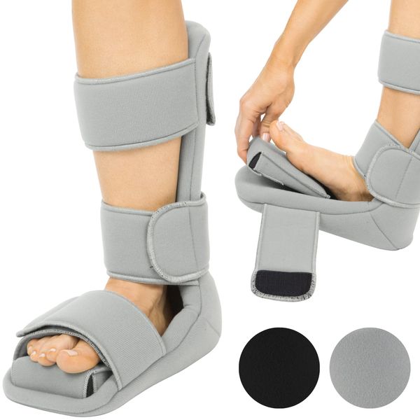 Vive Plantar Fasciitis Night Splint Plus Trigger Point Stretch Wedges - Soft Leg Brace Support, Orthopedic Sleeping Immobilizer Stretch Boot (Medium: Men's: 5.5-8, Women's 7-9.5)