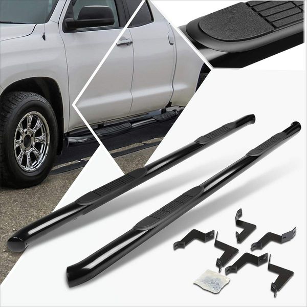 (2Pcs) 3 Inch Black Round Nerf Bars Side Steps Running Boards Compatible with 07-20 Tundra Double/Crew Cab