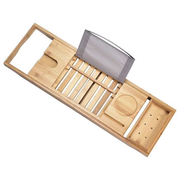 Sen Yi Bao Luxury Bathtub Caddy Tray，Bamboo Bathtub Tray Caddy - Wood Bath Tray Expandable，Can be Placed Book and Integrated Tablet Smartphone and Wine Holder - Gift Idea for Loved Ones