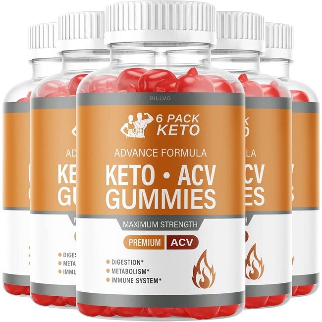 (5 Bottles) 6 Pack Keto ACV Gummies Advanced Formula 6 Pack Keto Gummies (300...