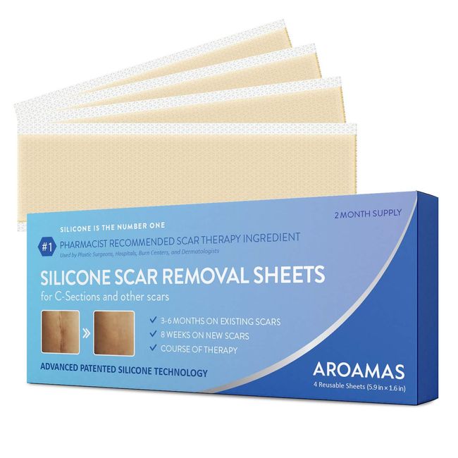 Aroamas Professional Silicone C-Section Scar Removal Sheets, Soft Adhesive Fabric Strips