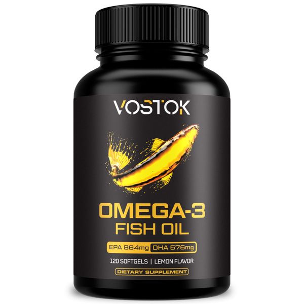 Omega 3 Fish Oil Triple Strength - Sourced from Wild Caught Fish - Non-GMO, Soy and Gluten Free – High EPA and DHA Supplement - Heart + Brain Health, Joint and Skin Support - 120 Softgel Capsules