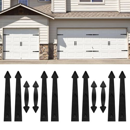 Magnetic Garage Door Hardware,Garage Door Magnetic Decorative Hardware 8 Hinges + 4 Handles for Iron Door,Easy Install,Durable & Waterproof (Classics Style,2 Pack)