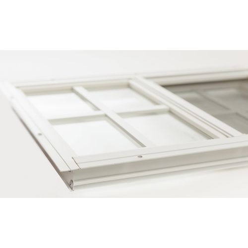 Apple Outdoor Supply W1827W-BX2, 18" W x 27" H Flush Mount Sliding Shed Window, White, Tempered Glass, 2 PK