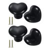 sourcing map 4 Packs Ceramic Drawer Knobs, Heart-Shaped Dresser Pulls, Decorative Drawer Knobs with M4 x 25mm Screw for Cupboard Wardrobe, Black