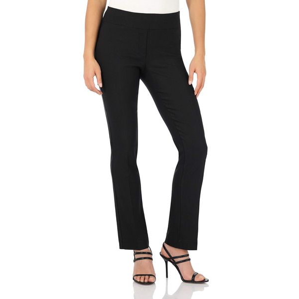 Rekucci Women's Ease Into Comfort Straight Leg Pant with Tummy Control (12, Black)