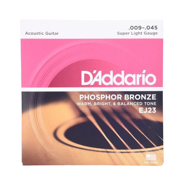 D'Addario EJ23 Dadario Acoustic Guitar Strings Phosphor Brons Super Light .009-.045