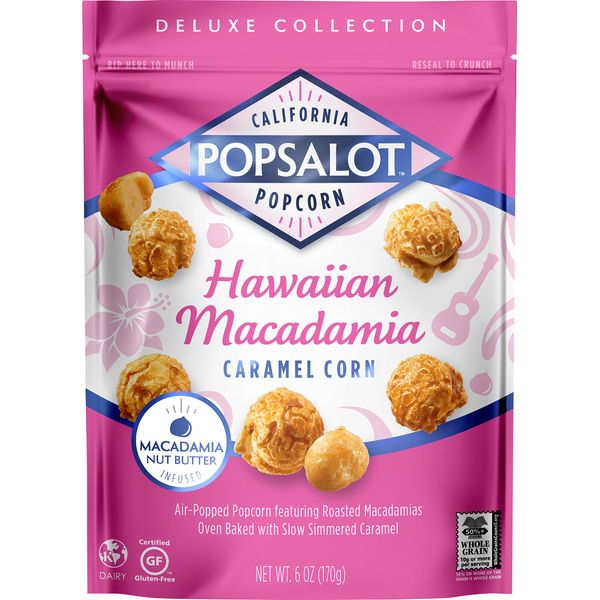 Popsalot Gourmet Popcorn Deluxe Collection, Hawaiian Macadamia Caramel Corn, 6.0 Ounce