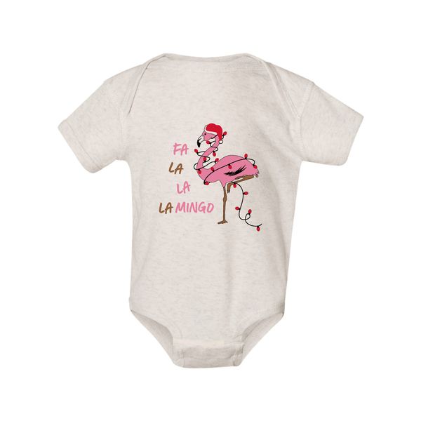 Fa-la-la-lamingo (Natural Heather) / Baby Onesie - 6 Months / Beige