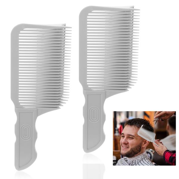 Molain Fade Combs, 2Pcs Professional Hair Cutting Comb, Heat Resistant Clipper Comb Curved Positioning Flat Top Comb Blending Flat Top Comb for Men Home Salon Hairdresser Styling Tools