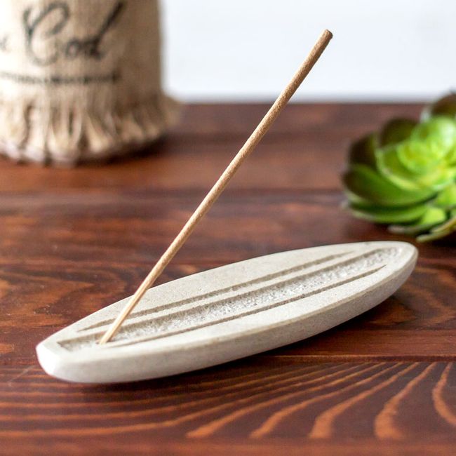Surfboard-shaped incense tray made of stone Incense tray Incense tray Incense stand Incense stand Asian incense stick Stick incense stand Incense holder Incense tray Incense tray Bali miscellaneous goods Asian miscellaneous goods New life [12480]