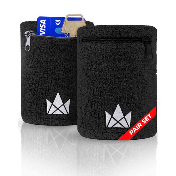 The Friendly Swede Wrist Wallets for Men & Women - Wristband Pocket with Zipper for Jogging, Cycling & Walking; Wrist Wallet Pouch for Men for Storing Cash, Keys & Credit Cards; Ankle Wallet - 2 Pack