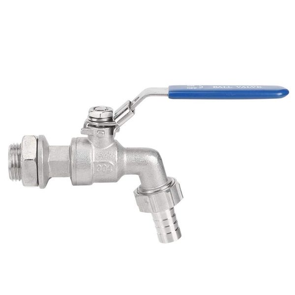 TOPINCN Faucet Ball Valve Stainless Steel Faucet Ball Valve Tap Rubber Covered Handle 1/2 Inch Tnp 13 Mm Barb Thread Weldless Bulkhead Hose Barb Beer Tap