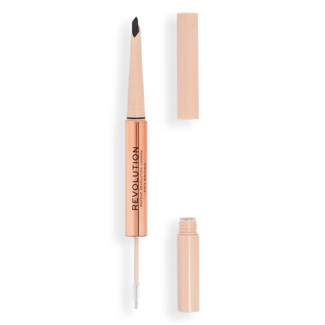 Makeup Revolution, Fluffy Brow Filter Duo, Brow Pencil & Eyebrow Gel, Available in 5 Shades, Ash Brown, 1pc