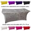 Crushed Velvet Stretch Tablecloth for 6ft Rectangular Tabls (183 x 75 x 75 cm) stretch velour (Dark blue)