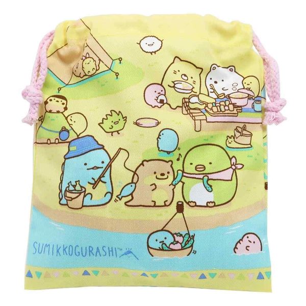 Sumikko Gurashi [Drawstring Bag] Kinchaku Pouch/Cream San-X