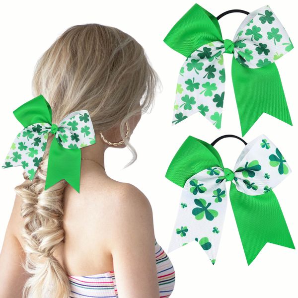 AIUPUOC St. Patrick's Day Bow Hair Ties St. Patrick's Day Scrunchies Hair Bow Ties for Women Girls Elastic Shamrock Bow Hair Ties Headbands Irish Festivals Hair Accessories Holiday Decorations