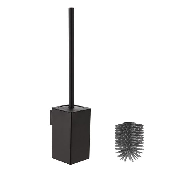 BVL Toilet Brush and Holder Black Toilet Bowl Brush for Ceaning with Stainless Steel Handle Wall Mounted